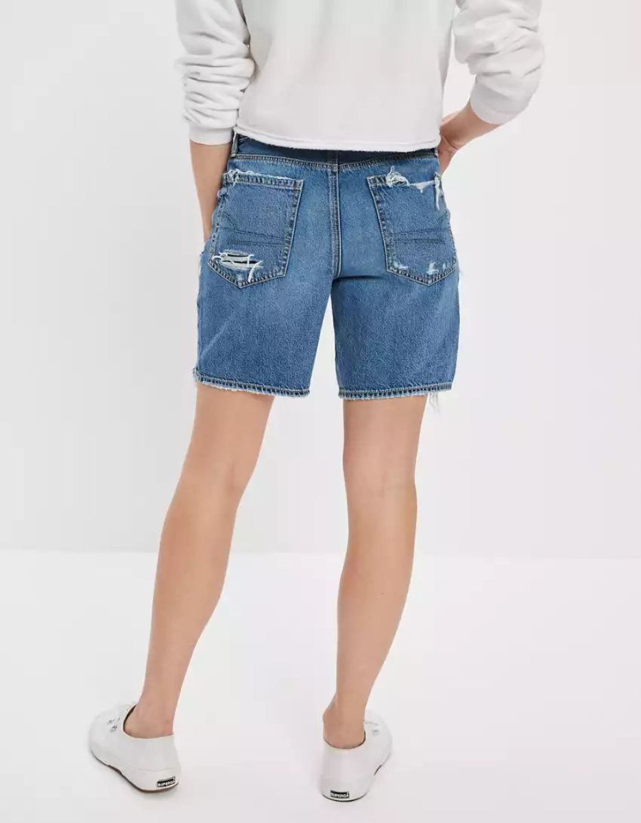 Shorts American Eagle AE Dreamy Drape Denim Low-Rise Baggy Indigo Femme | ZJY-64053894